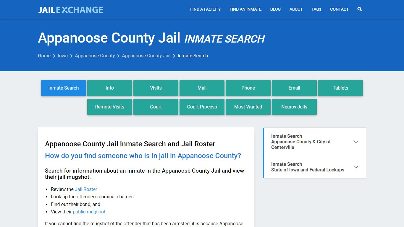 Inmate Search: Roster & Mugshots - Appanoose County Jail, IA