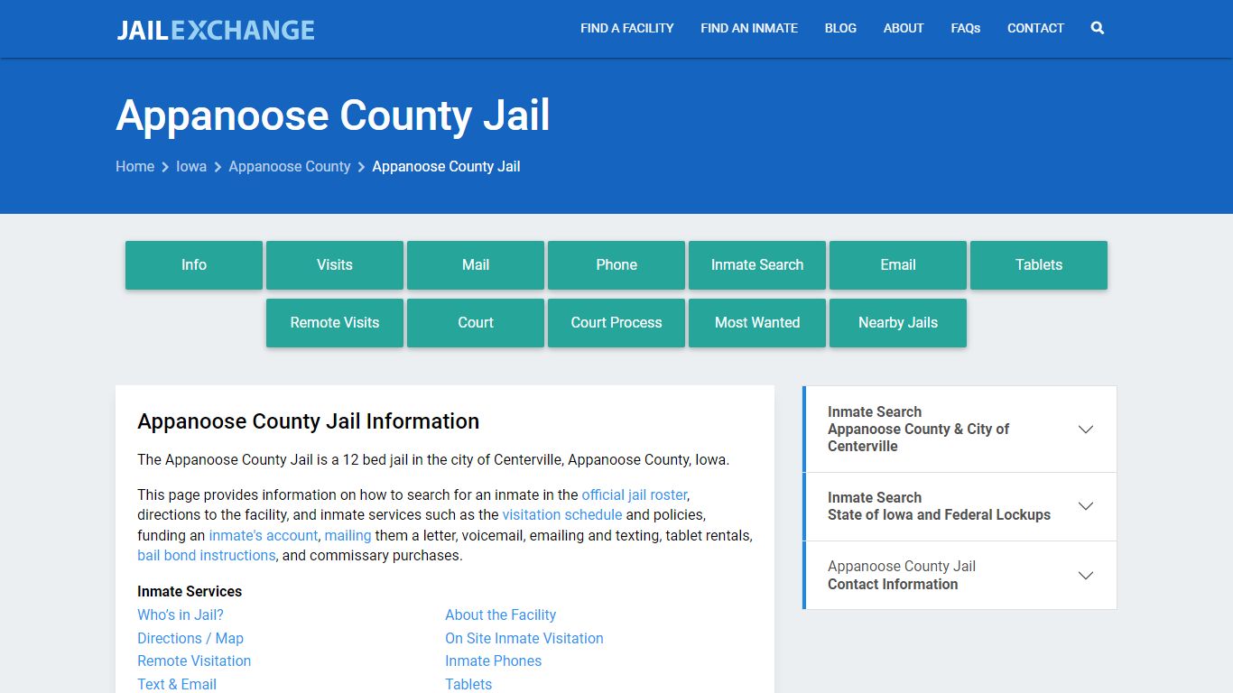 Appanoose County Jail, IA Inmate Search, Information