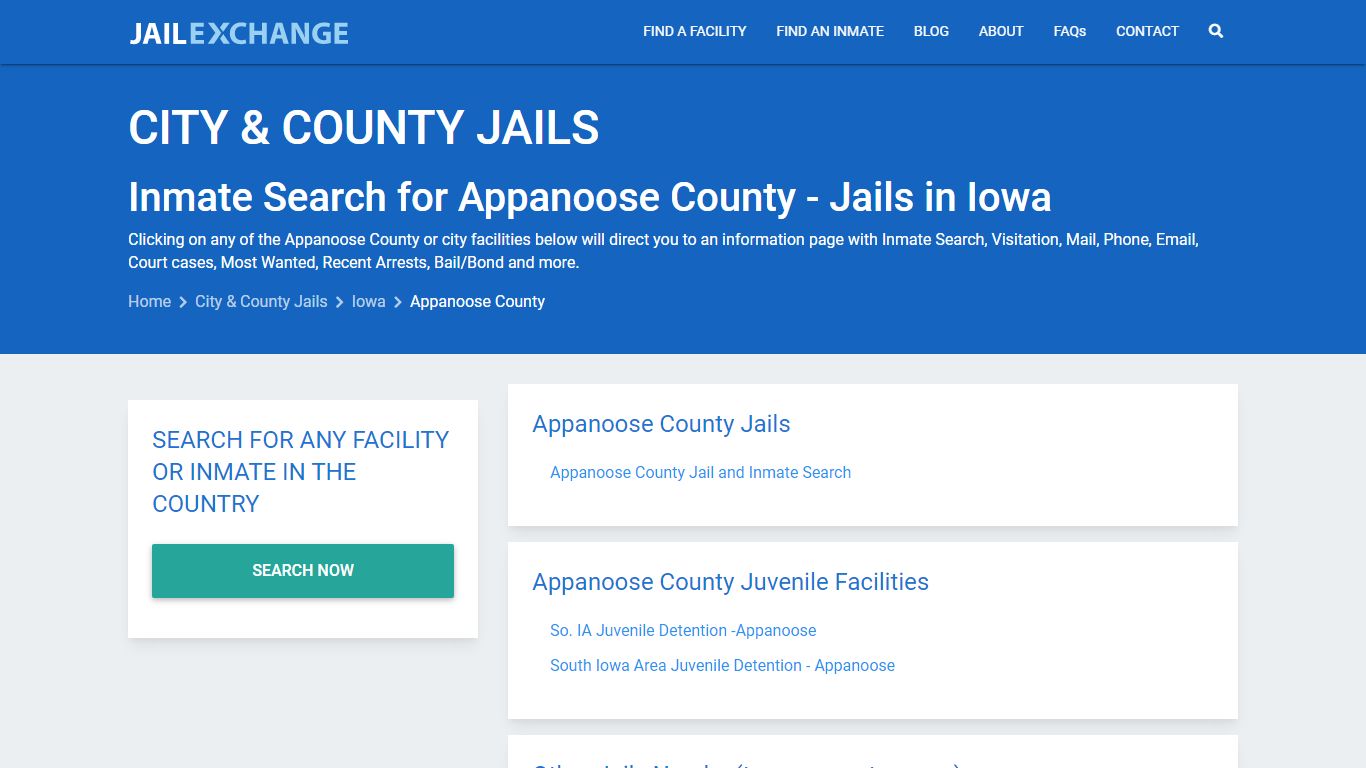 Inmate Search for Appanoose County | Jails in Iowa - Jail Exchange